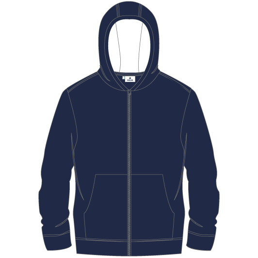 Sweat a capuche zippe mixte bleu marine